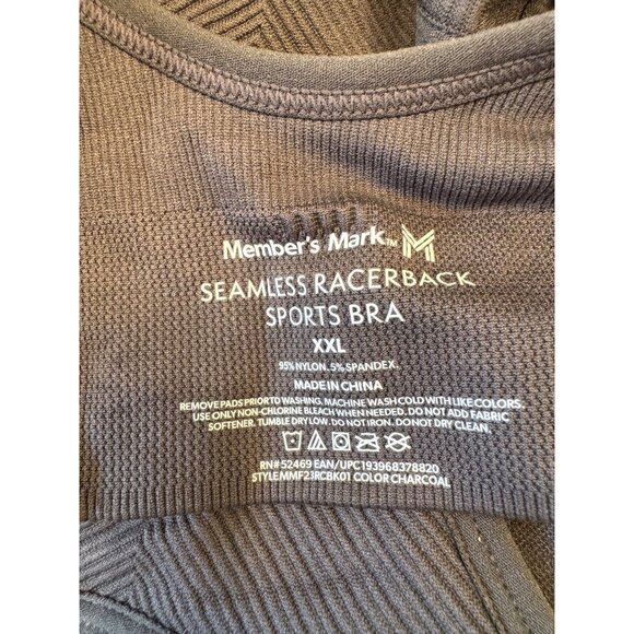 Member Mark XXL RacerBack Sports Bra Medium Support Gray 38DD - 42D NWB - Picture 6 of 8